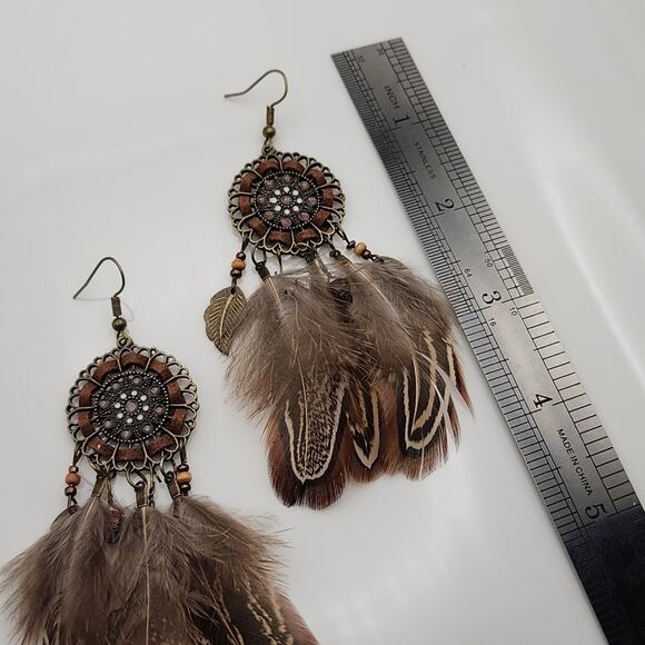 Tribal Feather Boho Earrings - Picture 4 of 4
